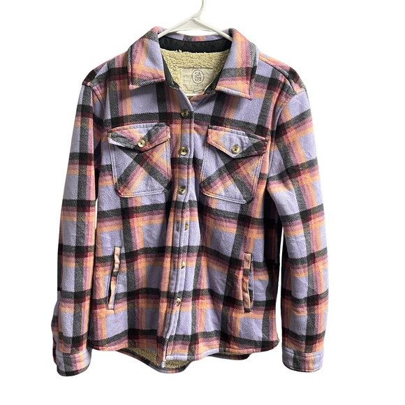 Sage Collective Jackets & Blazers - Sage Collective Jacket Womens Small Purple Plaid Fleece Sherpa Lined